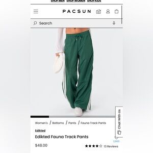 Edikted Green Nylon Track Pants size small NWT